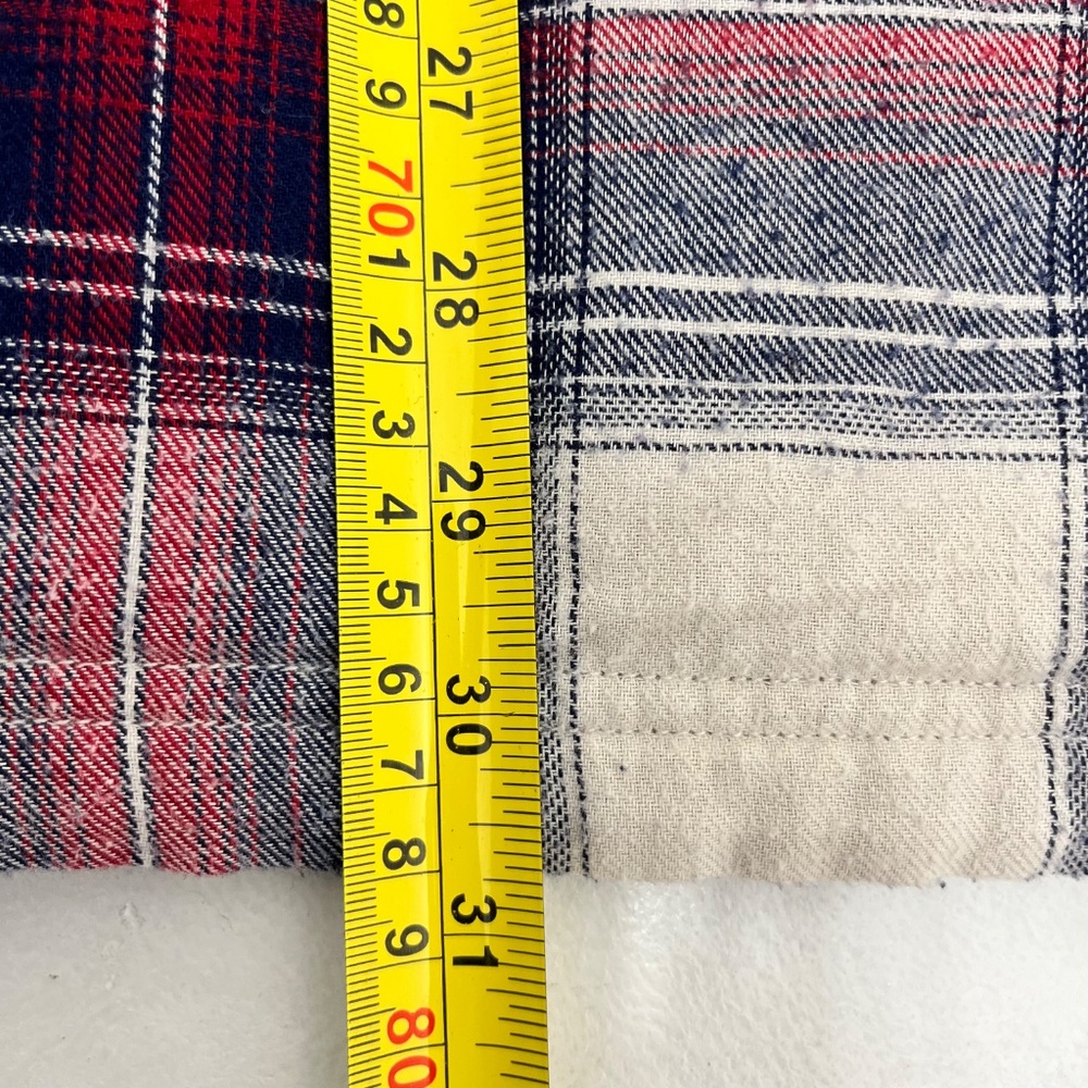 Vintage Weatherproof Mens Size L Button Up Jacket Red Blue Plaid Flannel Pockets - Picture 10 of 11